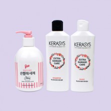 울샴푸 손빨래 펌프형 세제 +케라시스 샴푸 + 린스 + 크라프트 케이스(케이스선택 가능)