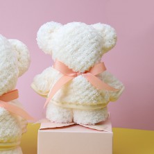 미니 핑크리본 와플 베어 수건 K2527