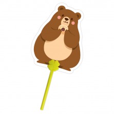 자유형 네잎클로버 막대팬시(연두) 부채